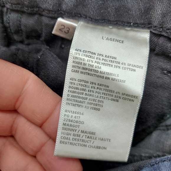 L'Agence Margot High-rise Skinny Ankle Jeans With Holes In Coal Destruct - Picture 9 of 10